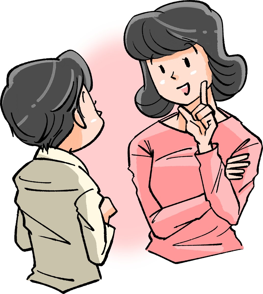 子どもと話す母親(イラスト)