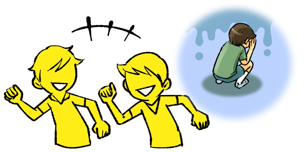 見えない場所でのいじめ(イラスト)