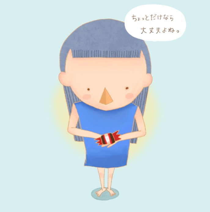 An illustration of the skit for Chiri mo Tsumoreba Yama to Naru