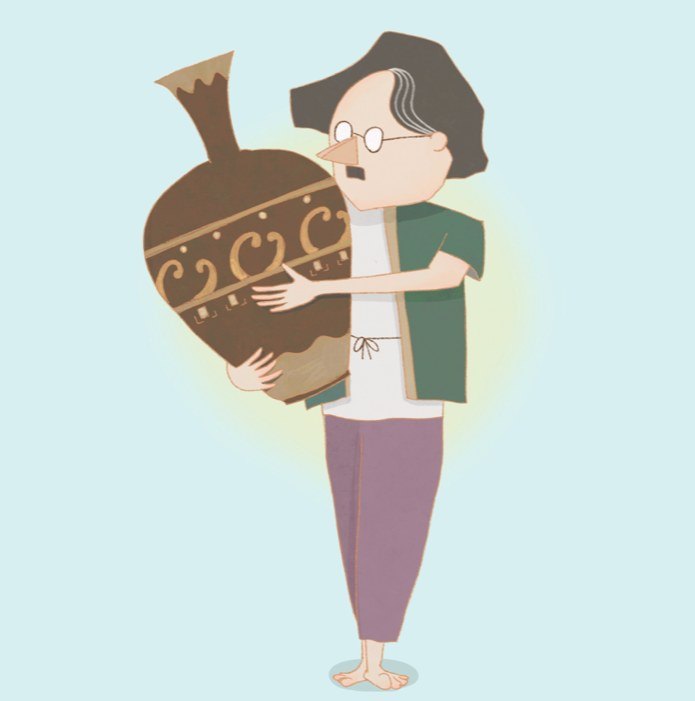 An illustration of the skit for Neko ni Koban