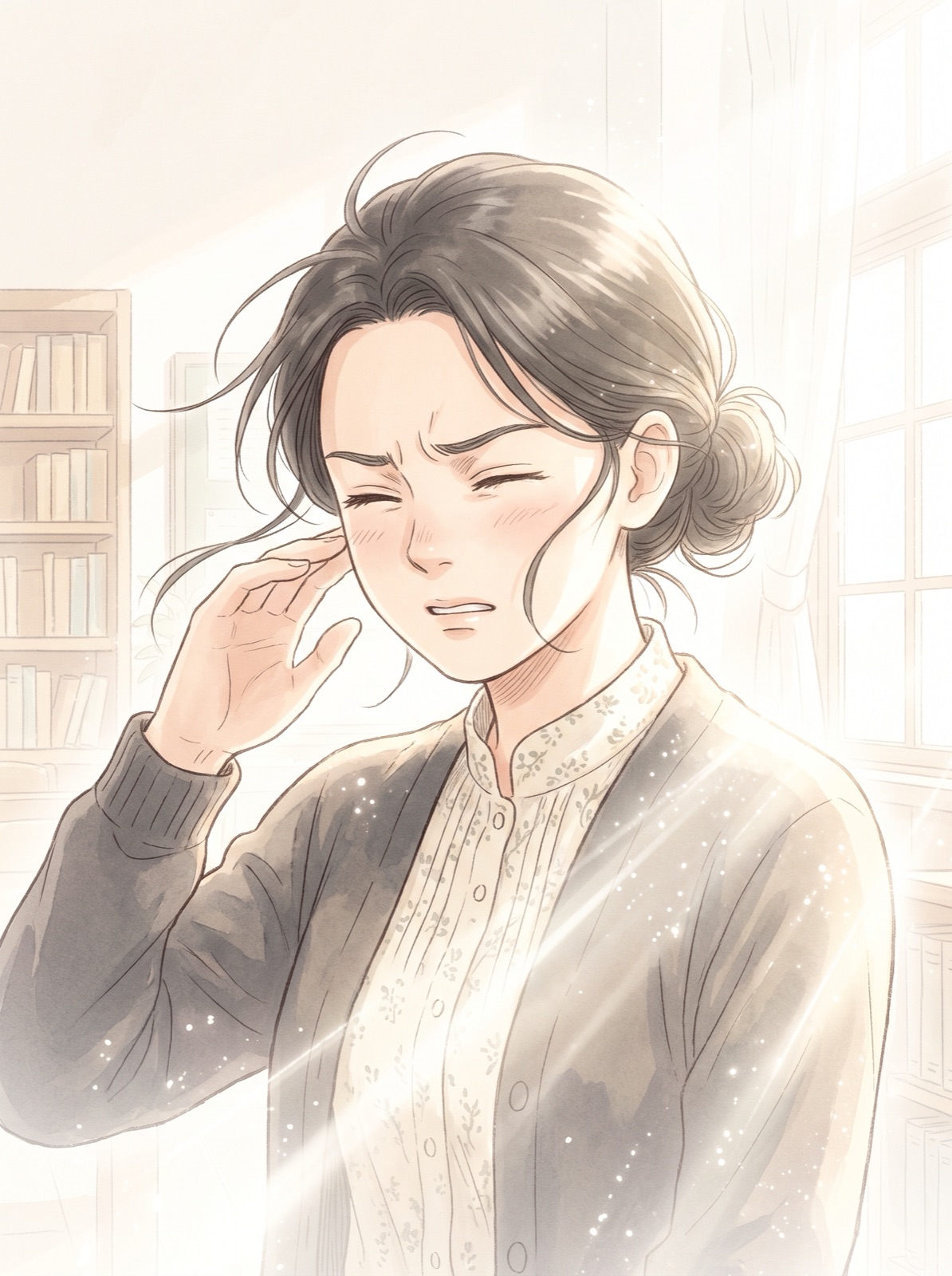 まぶしい光に目を閉じる和花