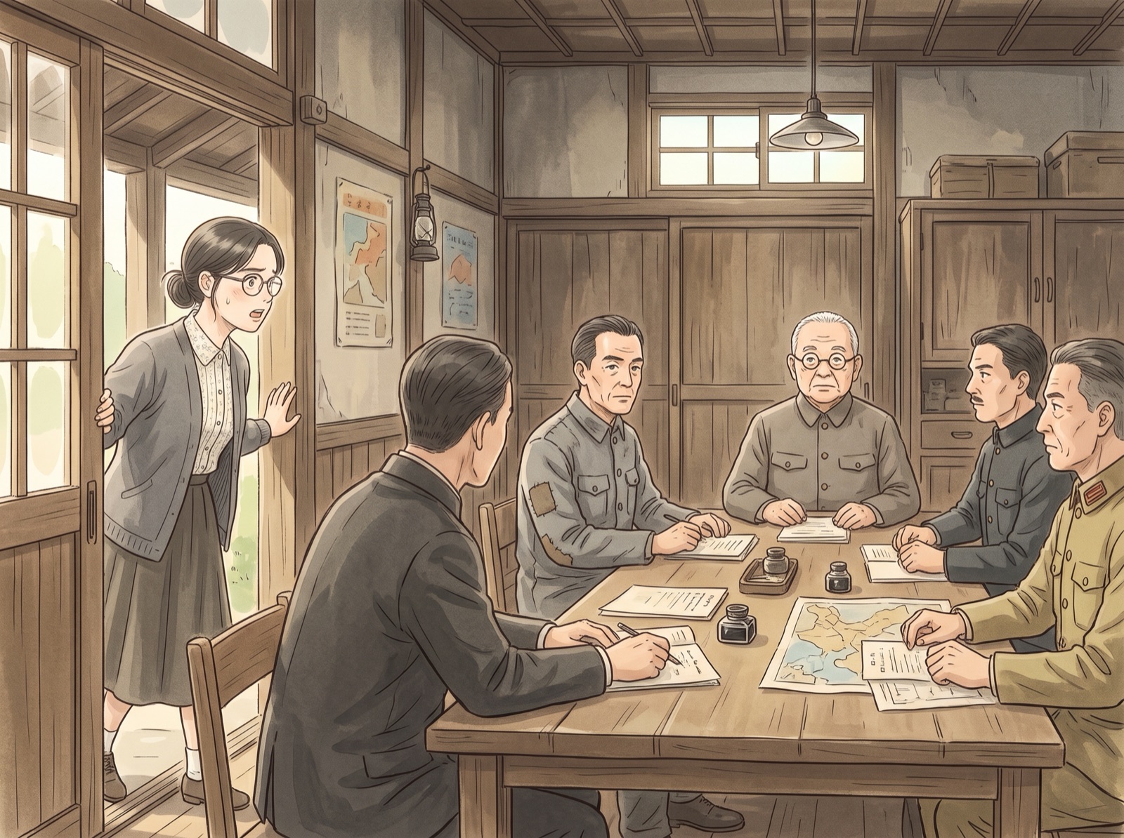 会議室に入る和花
