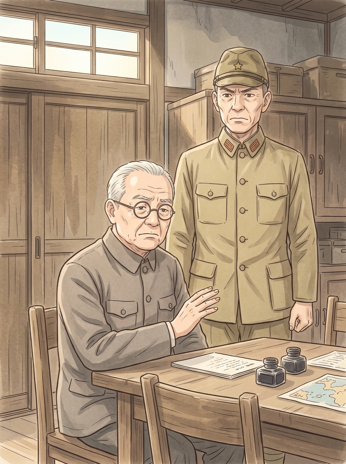 首をふる町長と先生