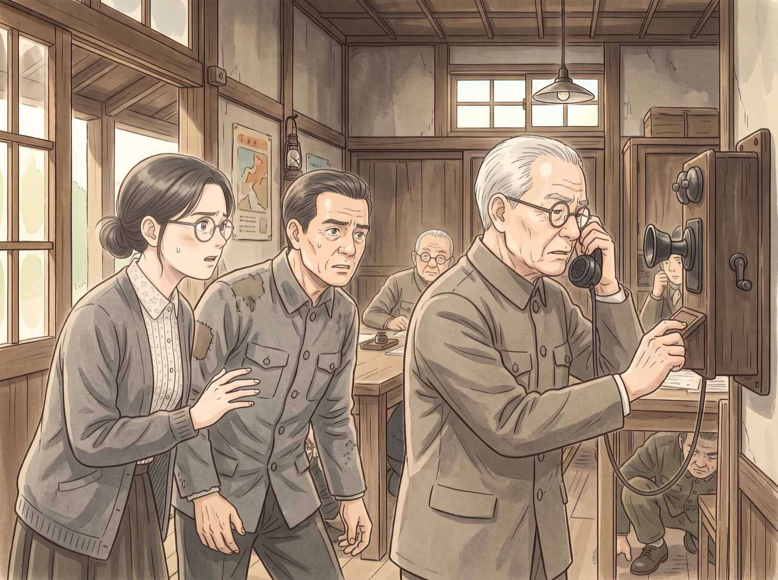 電話を受ける町長