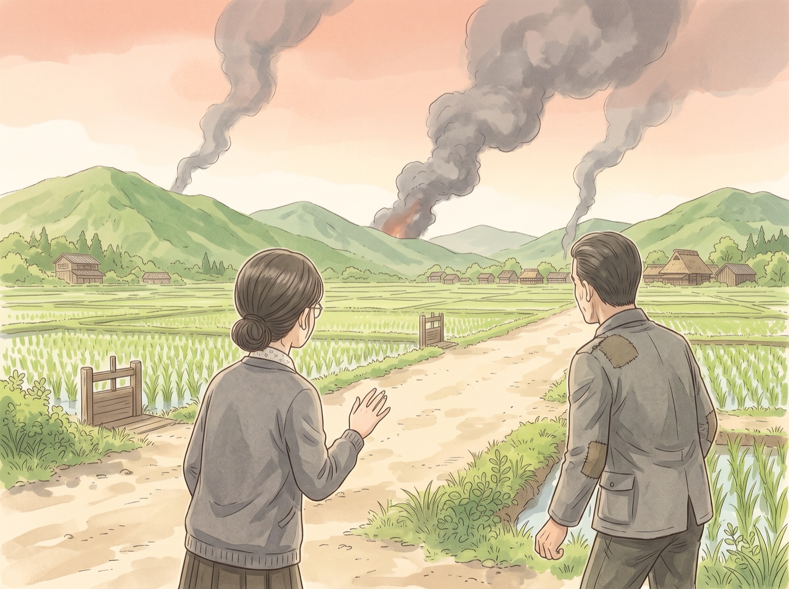 広がる煙を見つめる二人
