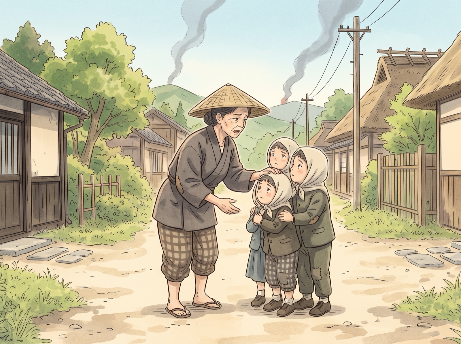 子どもたちをやさしくしかるおばさん