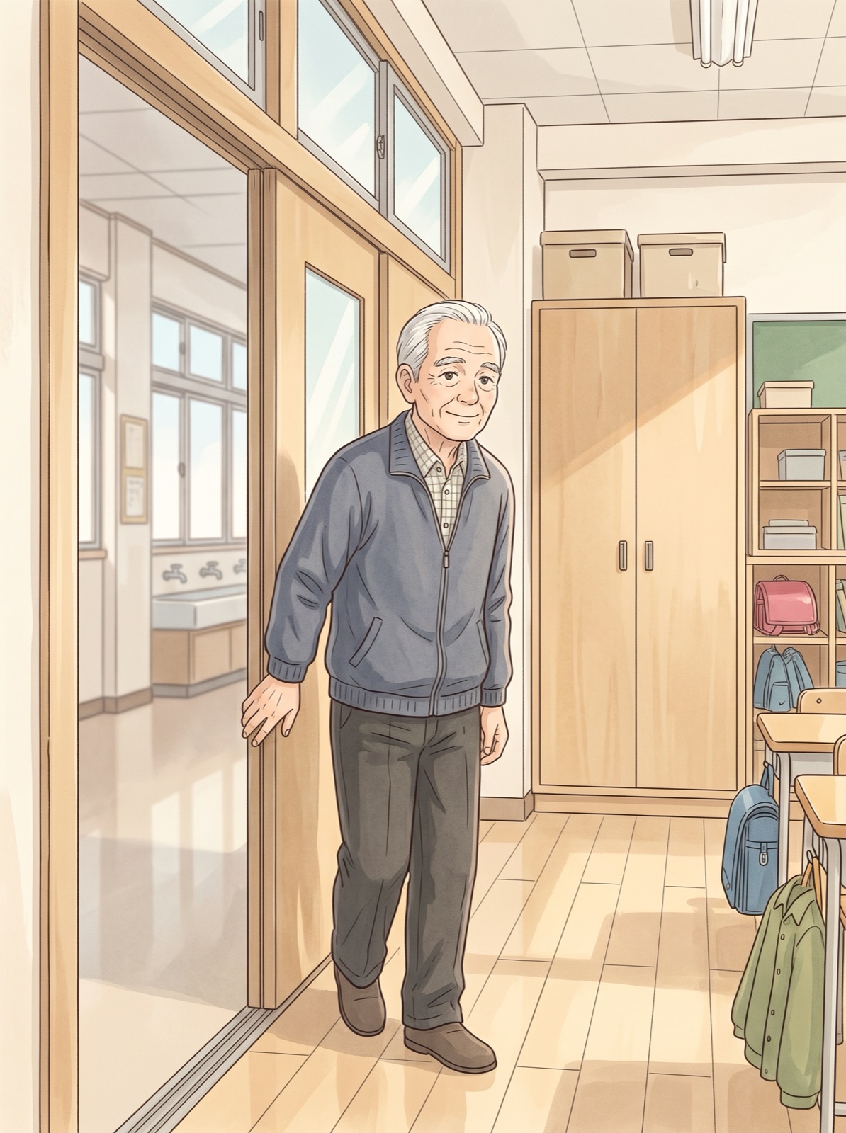 教室に入ってくる中嶋宏次さん
